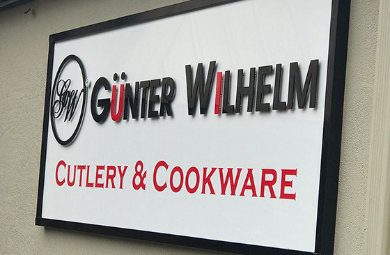 3D flat cut acrylic letters on panel sign