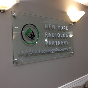 3D flat cut acrylic on clear panel sign