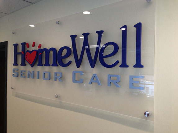 3D flat cut acrylic letters on clear panel sign