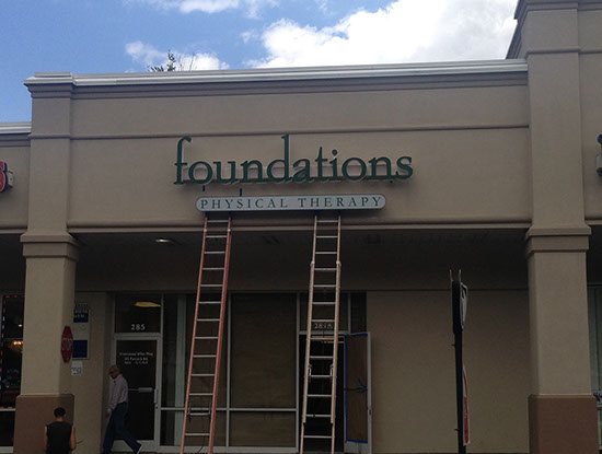 Channel letter Installation on an exterior wall