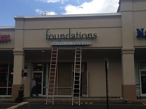 Channel letter Installation on an exterior wall