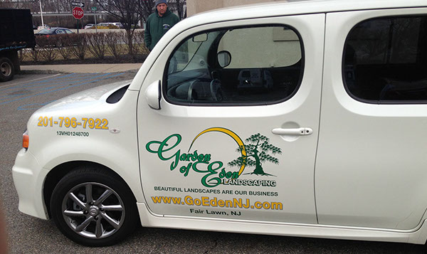 Printed and die cut vinyl on vehicle