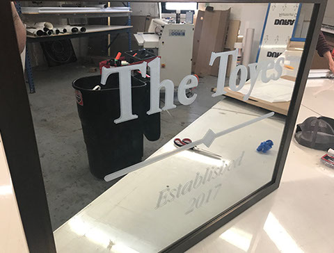Cut Vinyl on a mirror