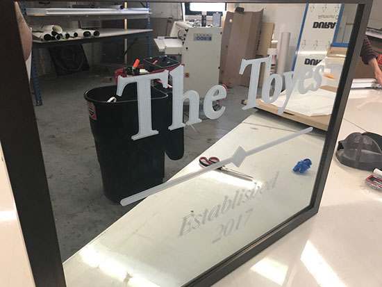 Cut Vinyl on a mirror