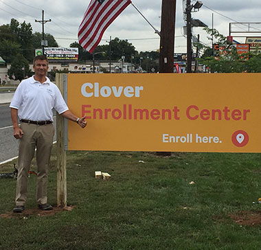 Digitally printed vinyl wrap applied to panel sign