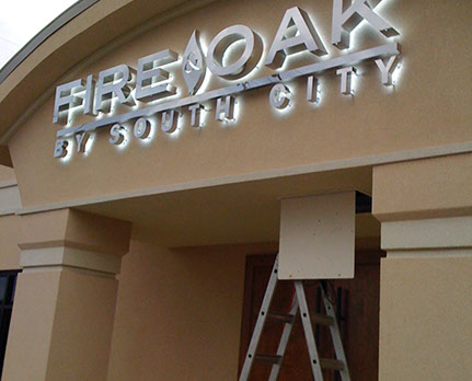 Channel letter on an exterior wall