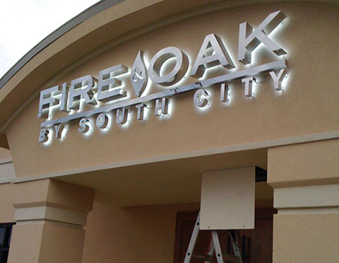 Channel letter on an exterior wall