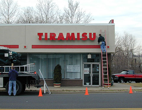 Channel letter Installation on an exterior wall
