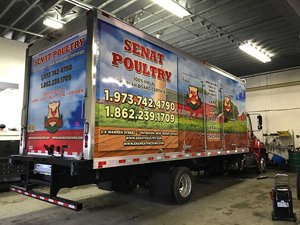 Vehicle Wrap Digital Printed and die cut vinyl on a truck